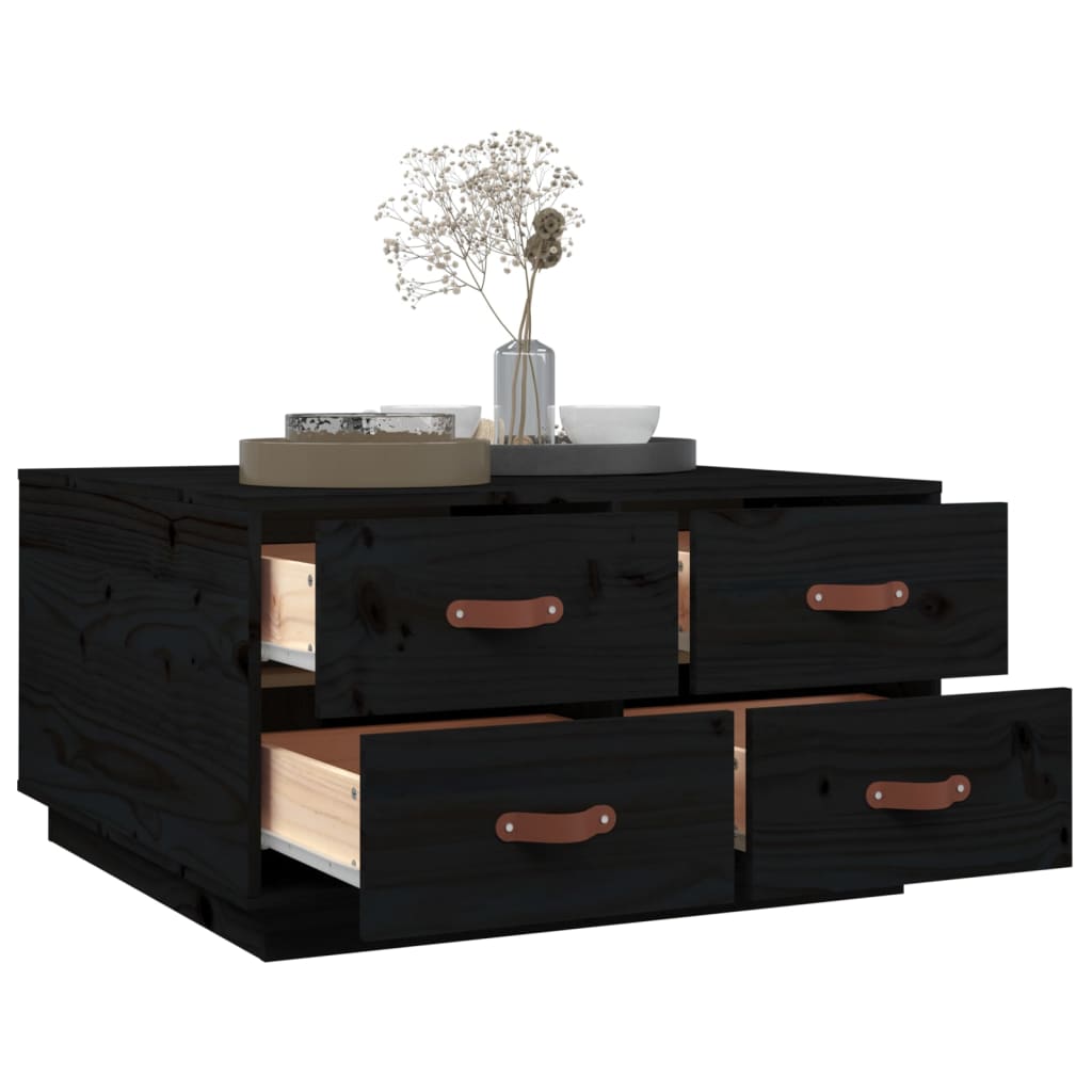Salontafel 80x80x45 cm massief grenenhout zwart is nu te koop bij PeponiXL, paradijselijk wonen!
