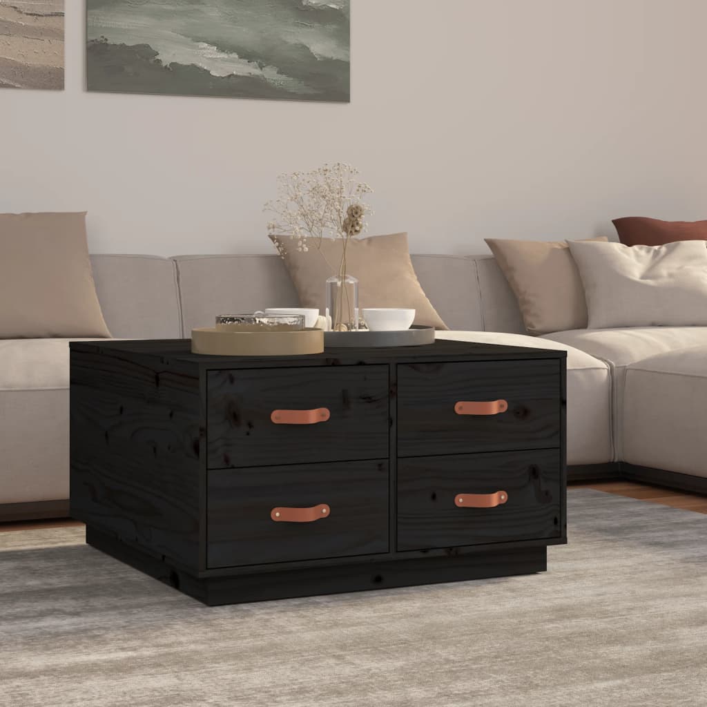 Salontafel 80x80x45 cm massief grenenhout zwart is nu te koop bij PeponiXL, paradijselijk wonen!