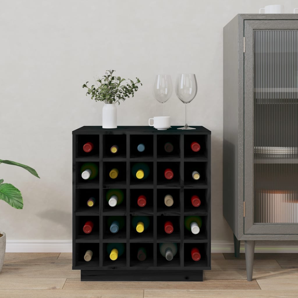 Wijnkast 55,5x34x61 cm massief grenenhout zwart is nu te koop bij PeponiXL, paradijselijk wonen!