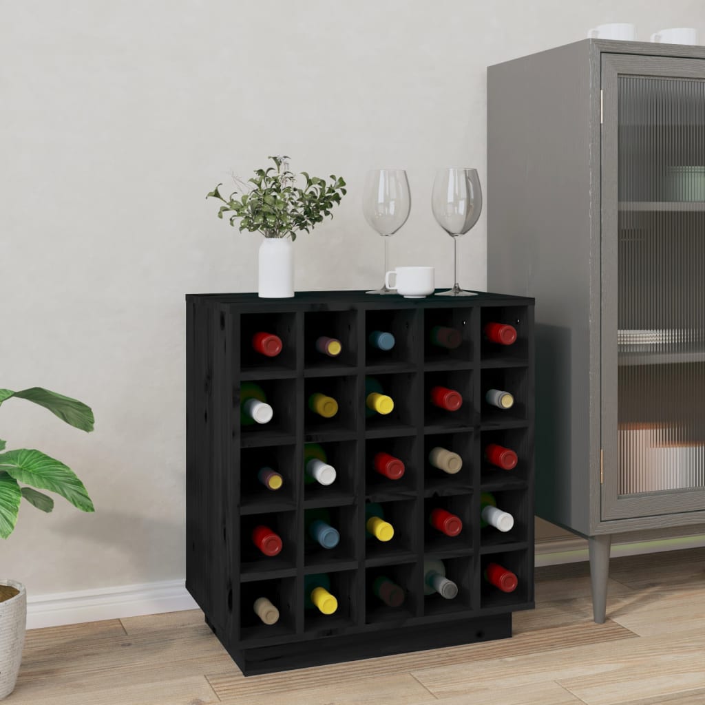 Wijnkast 55,5x34x61 cm massief grenenhout zwart is nu te koop bij PeponiXL, paradijselijk wonen!
