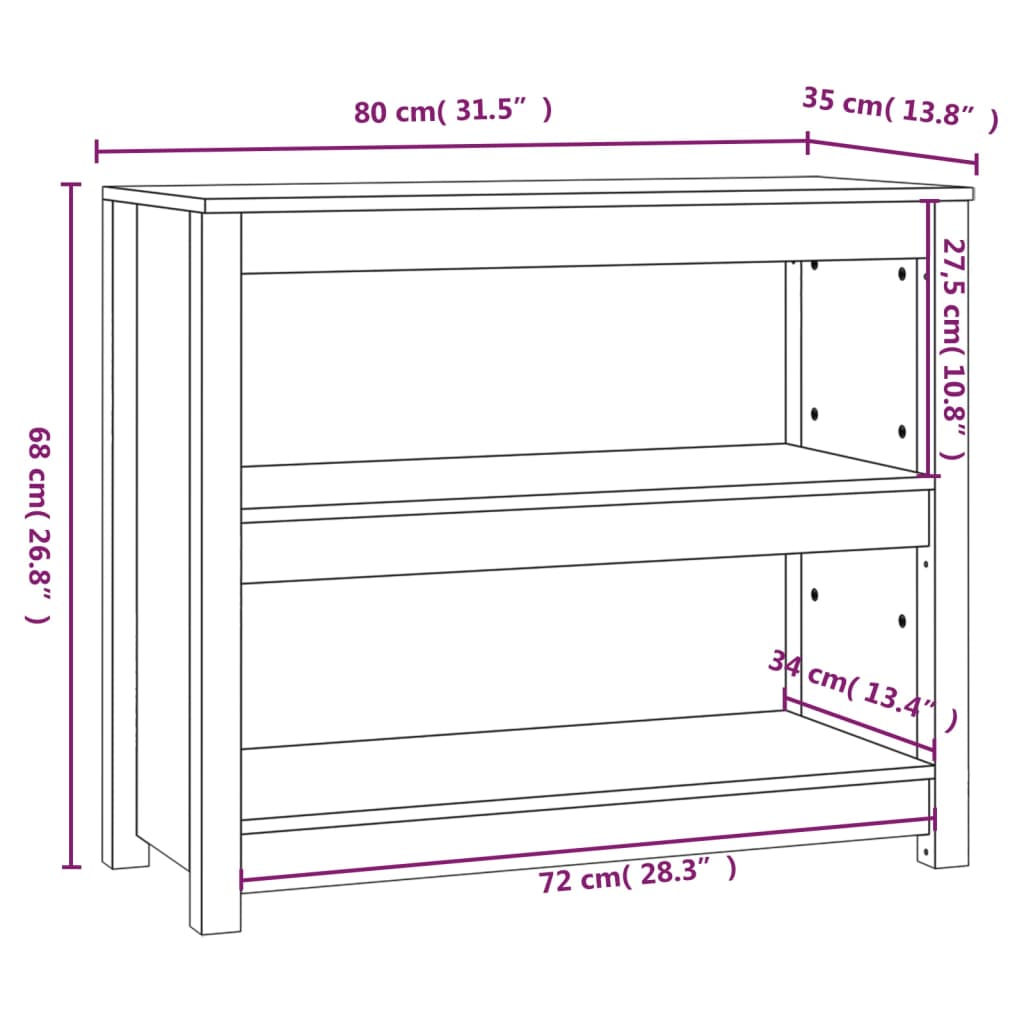 Boekenkast 80x35x68 cm massief grenenhout zwart is nu te koop bij PeponiXL, paradijselijk wonen!