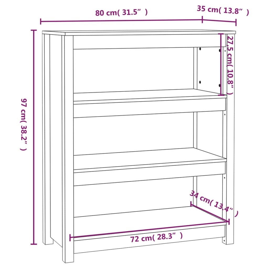Boekenkast 80x35x97 cm massief grenenhout honingbruin is nu te koop bij PeponiXL, paradijselijk wonen!
