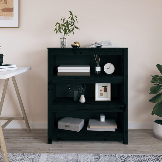 Boekenkast 80x35x97 cm massief grenenhout zwart is nu te koop bij PeponiXL, paradijselijk wonen!
