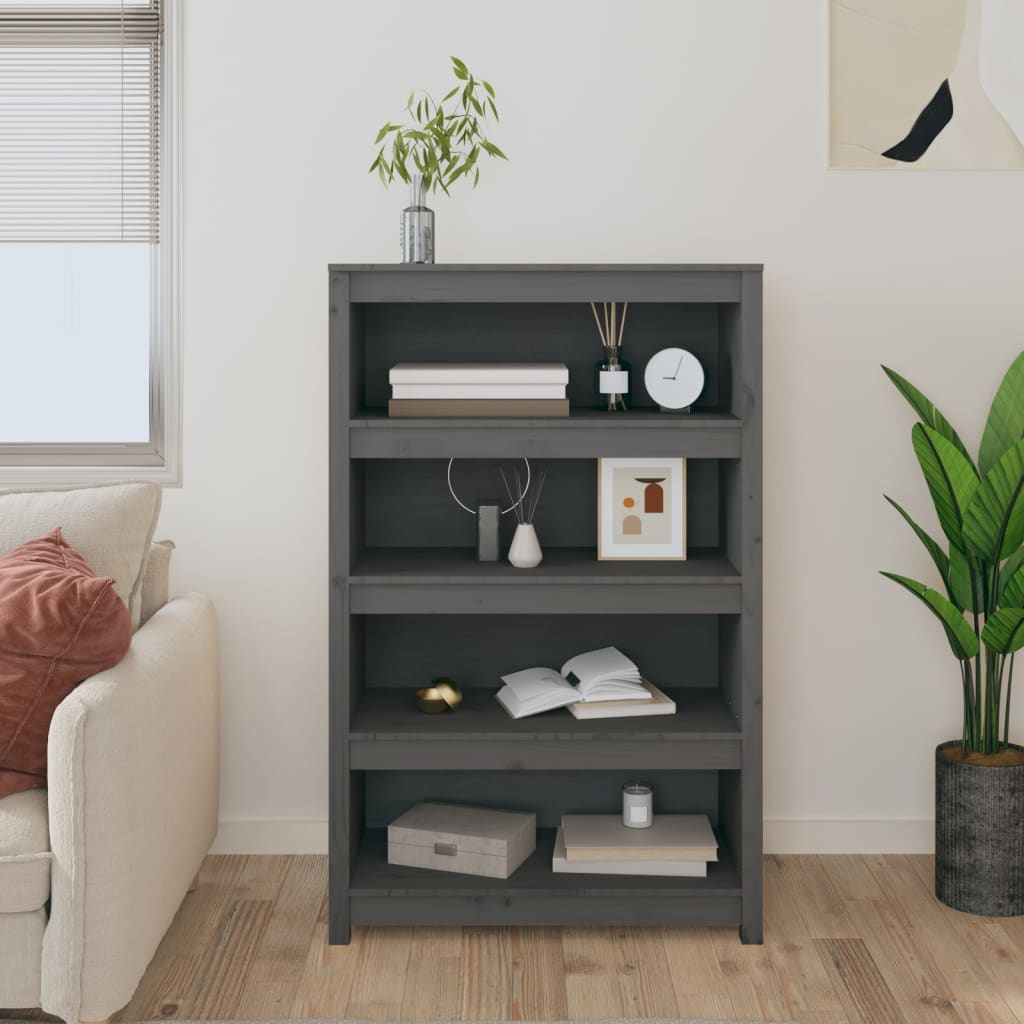 Boekenkast 80x35x126 cm massief grenenhout grijs is nu te koop bij PeponiXL, paradijselijk wonen!