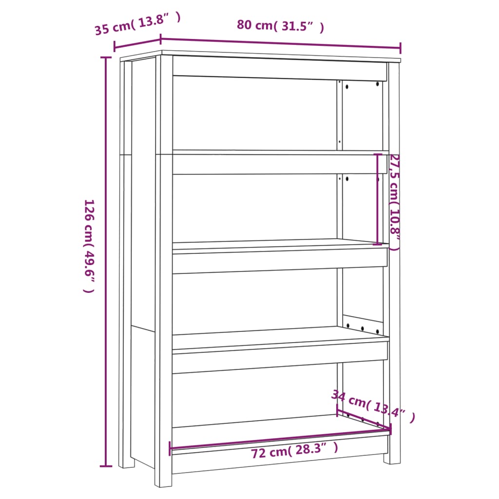 Boekenkast 80x35x126 cm massief grenenhout grijs is nu te koop bij PeponiXL, paradijselijk wonen!