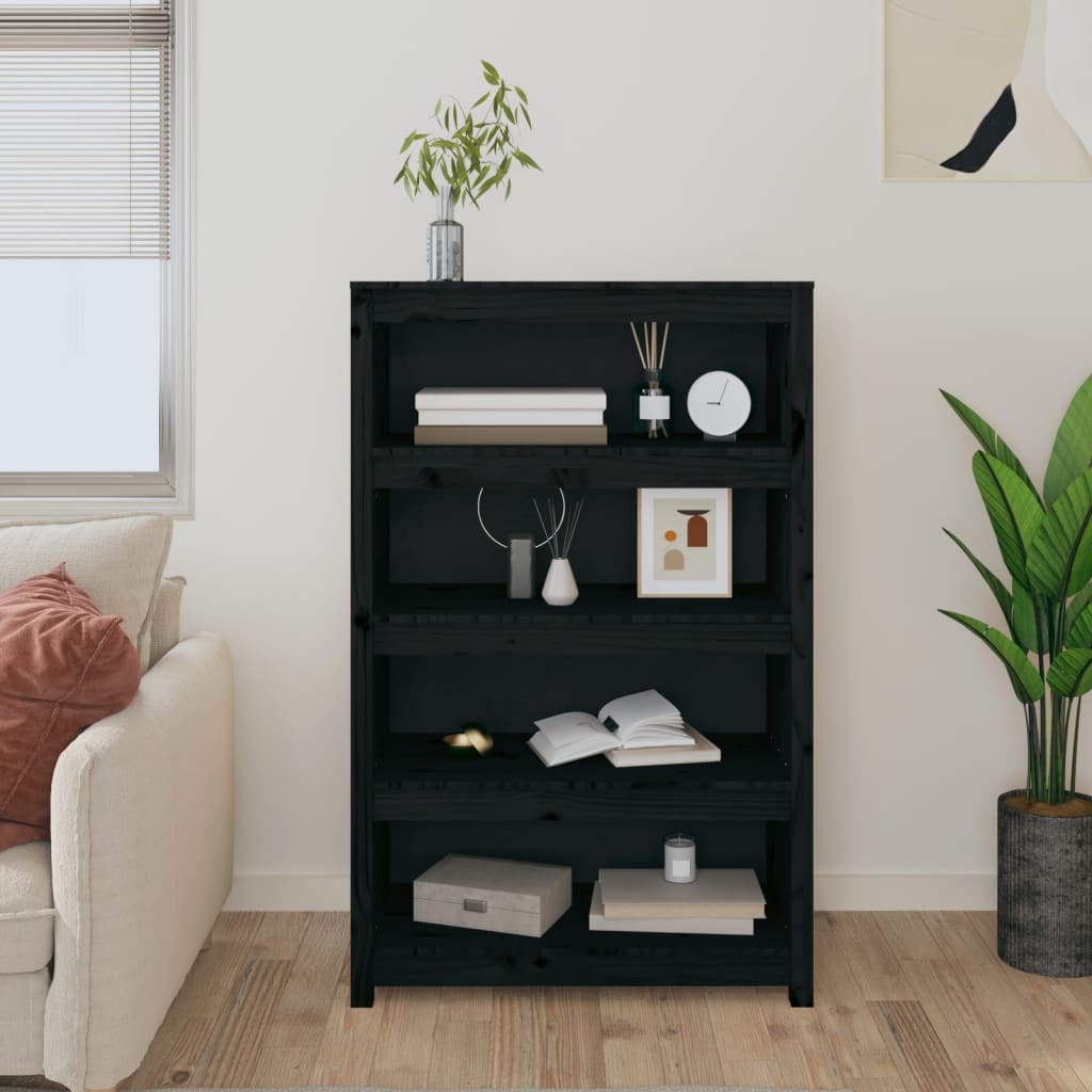 Boekenkast 80x35x126 cm massief grenenhout zwart is nu te koop bij PeponiXL, paradijselijk wonen!