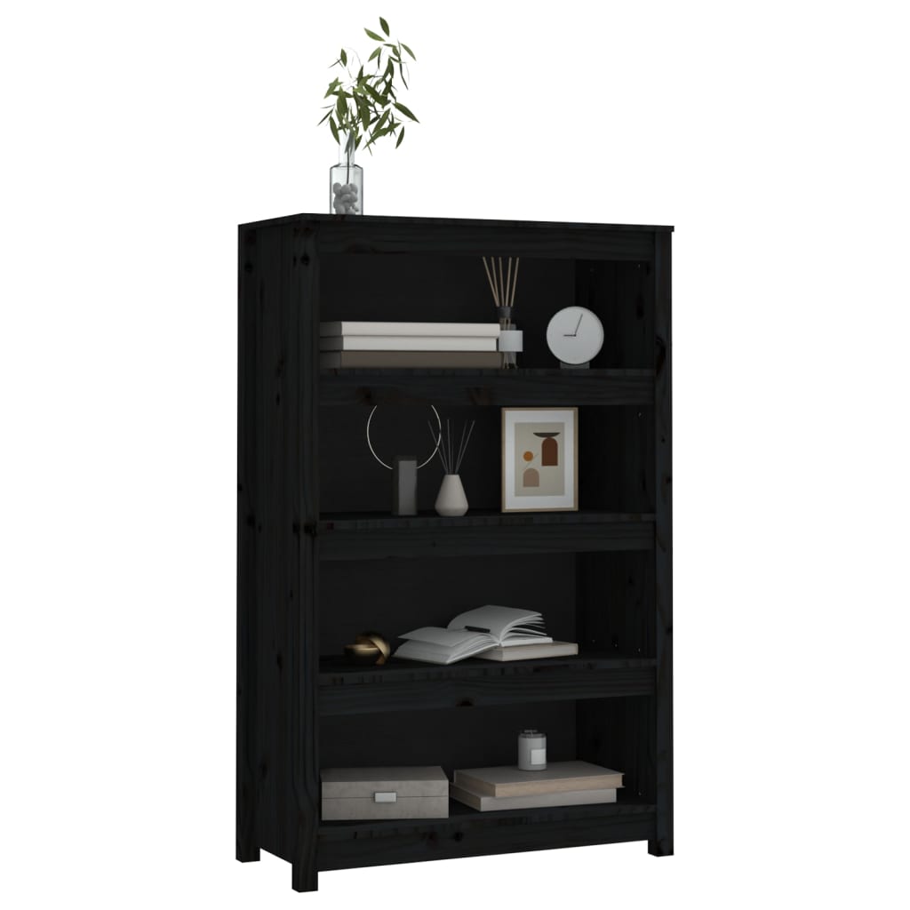 Boekenkast 80x35x126 cm massief grenenhout zwart is nu te koop bij PeponiXL, paradijselijk wonen!
