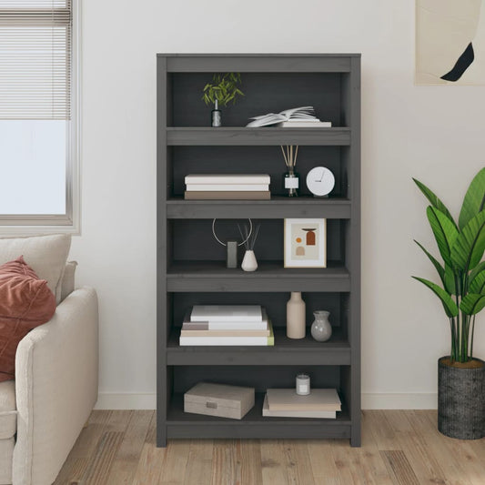 Boekenkast 80x35x154 cm massief grenenhout grijs is nu te koop bij PeponiXL, paradijselijk wonen!