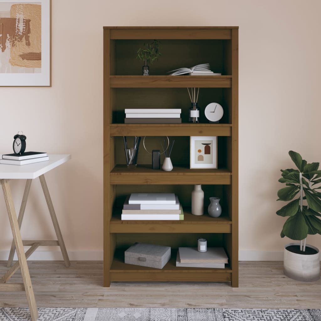 Boekenkast 80x35x154 cm massief grenenhout honingbruin is nu te koop bij PeponiXL, paradijselijk wonen!