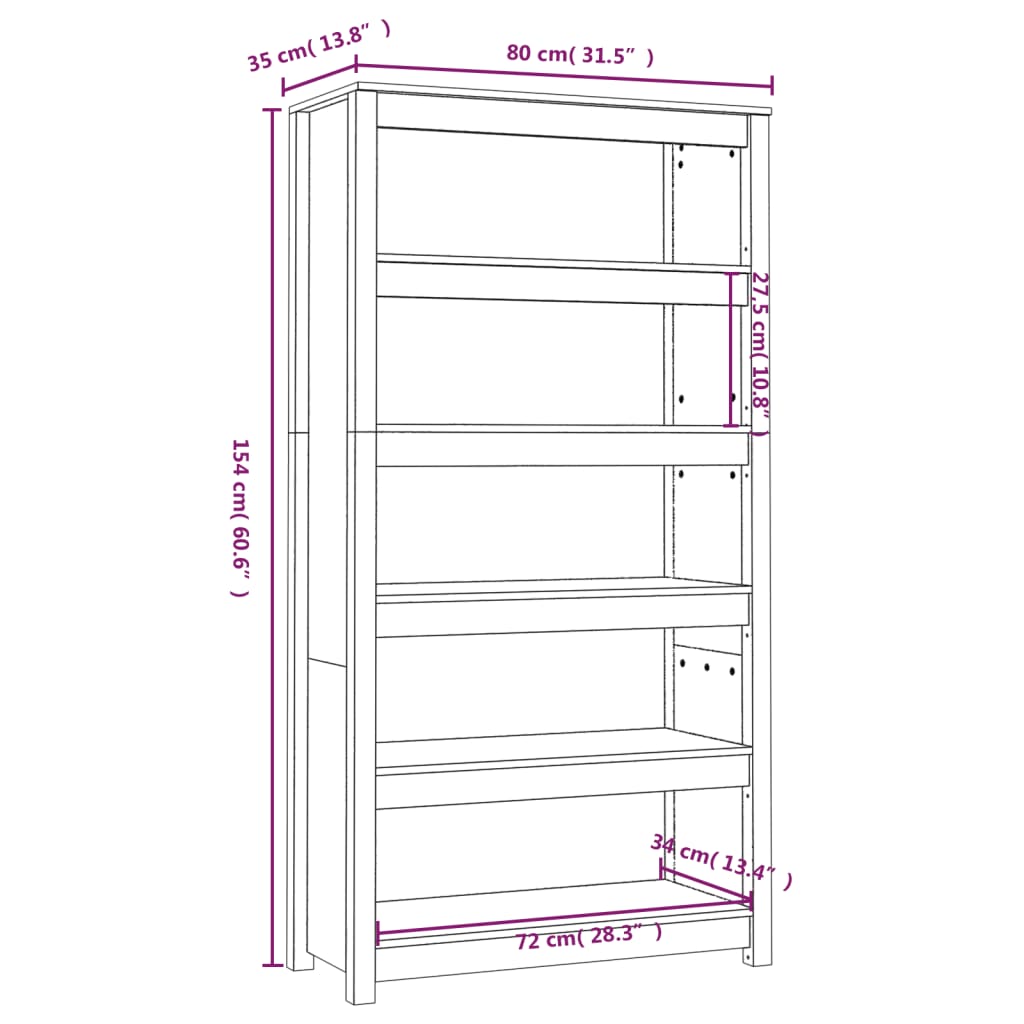 Boekenkast 80x35x154 cm massief grenenhout honingbruin is nu te koop bij PeponiXL, paradijselijk wonen!