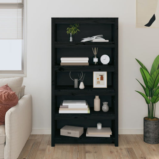 Boekenkast 80x35x154 cm massief grenenhout zwart is nu te koop bij PeponiXL, paradijselijk wonen!