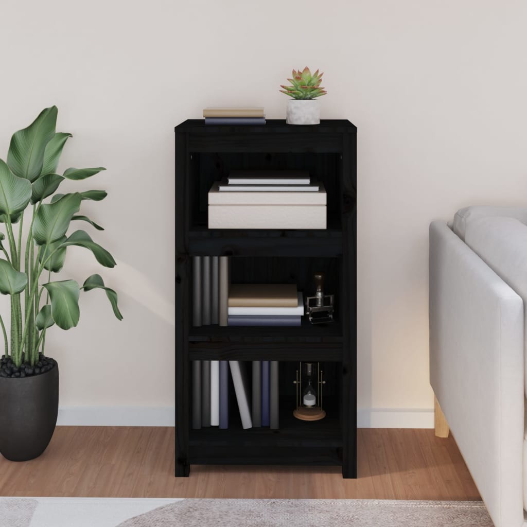 Boekenkast 50x35x97 cm massief grenenhout zwart is nu te koop bij PeponiXL, paradijselijk wonen!