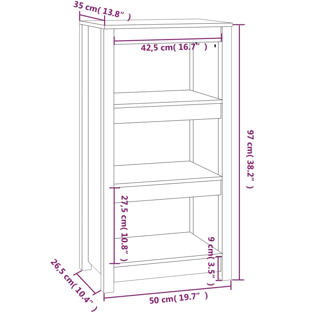 Boekenkast 50x35x97 cm massief grenenhout zwart is nu te koop bij PeponiXL, paradijselijk wonen!