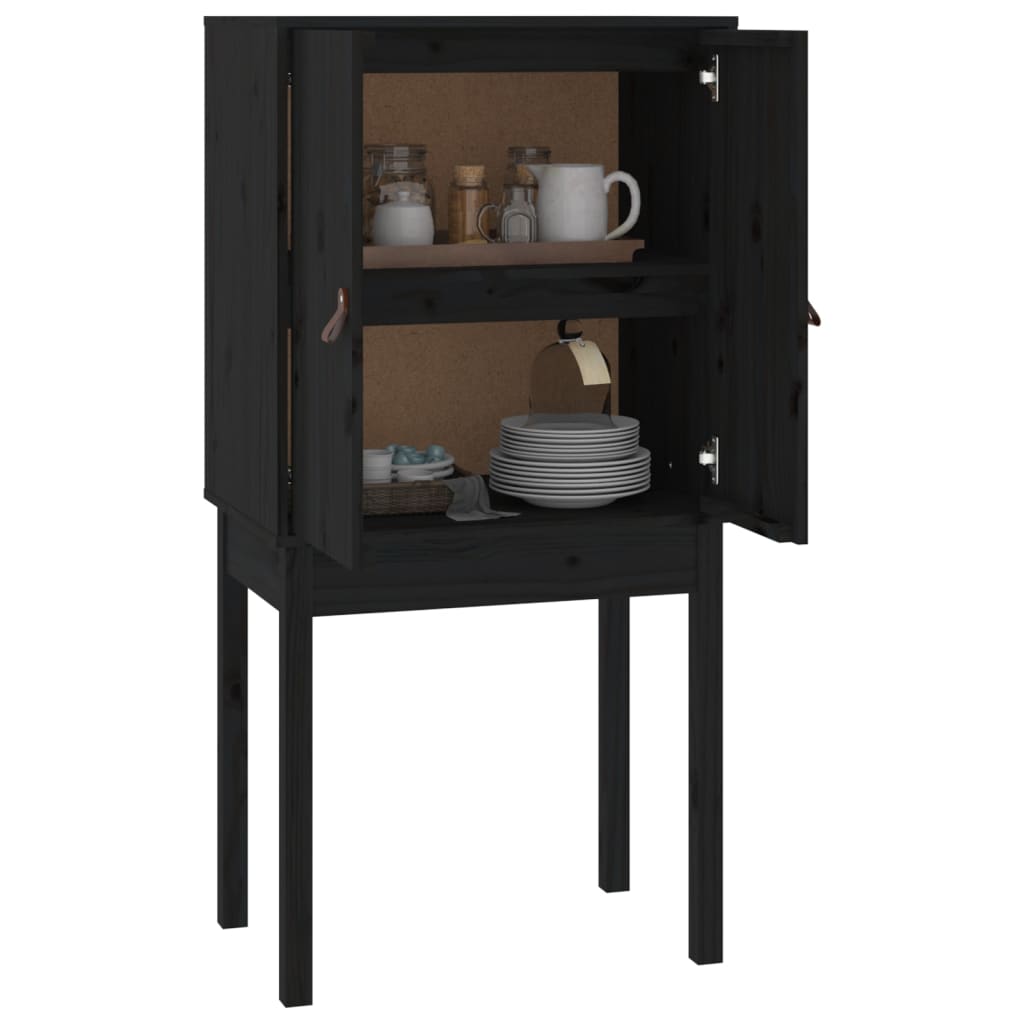 Hoge kast 60x40x120 cm massief grenenhout zwart is nu te koop bij PeponiXL, paradijselijk wonen!