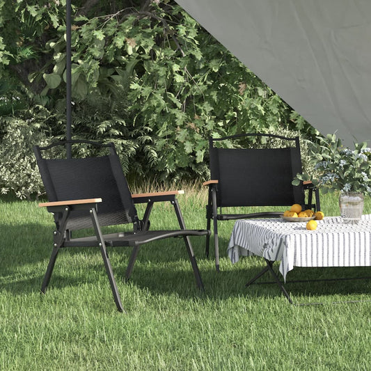 Campingstoelen 2 st 54x43x59 cm oxford stof zwart is nu te koop bij PeponiXL, paradijselijk wonen!