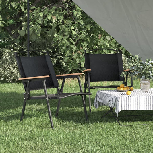 Campingstoelen 2 st 54x55x78 cm oxford stof zwart is nu te koop bij PeponiXL, paradijselijk wonen!