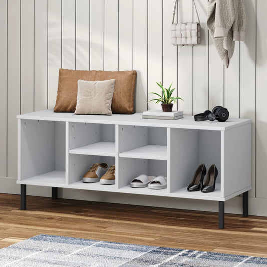 Schoenenrek met metalen poten OSLO 106x35x45 cm grenenhout wit is nu te koop bij PeponiXL, paradijselijk wonen!