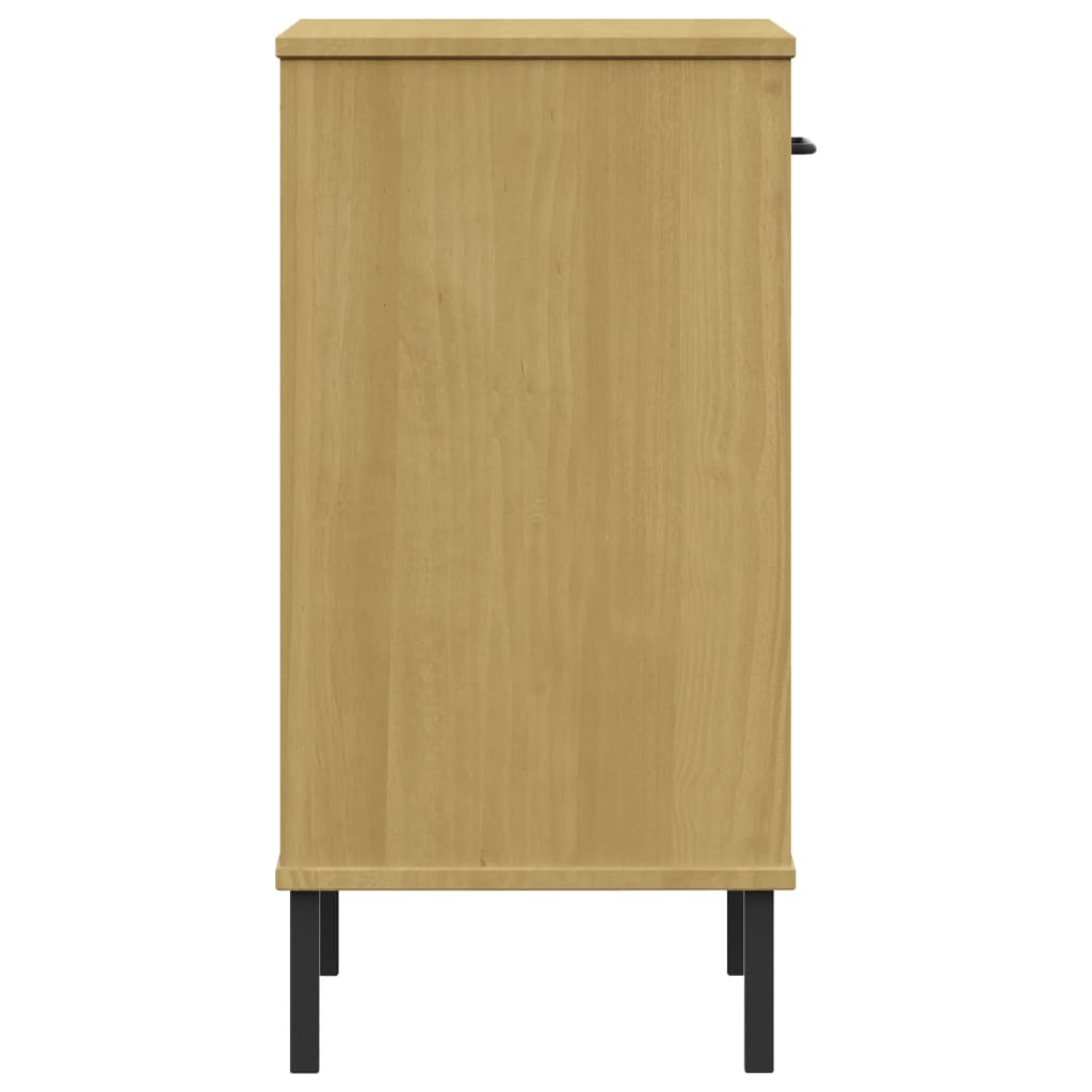 Wandkast met metalen poten OSLO massief grenenhout bruin is nu te koop bij PeponiXL, paradijselijk wonen!