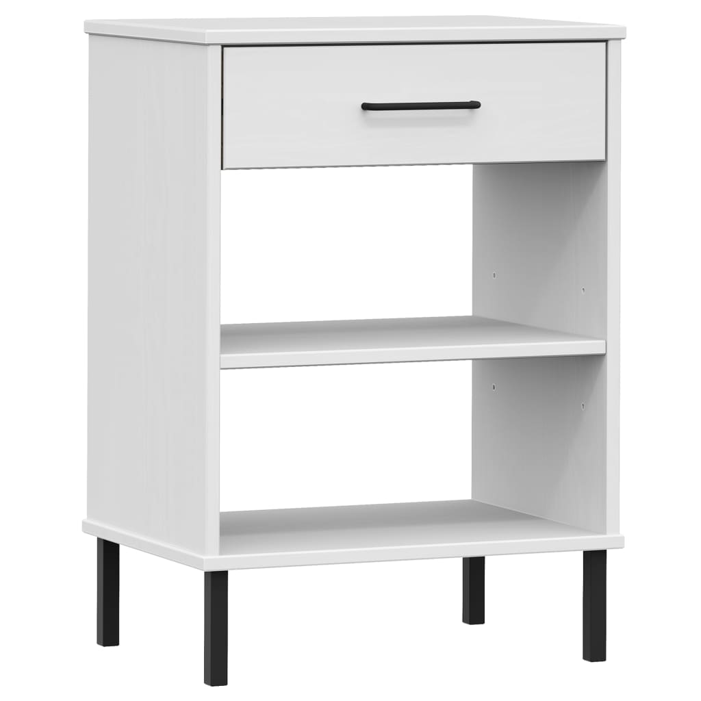 Wandkast met metalen poten OSLO massief grenenhout wit is nu te koop bij PeponiXL, paradijselijk wonen!