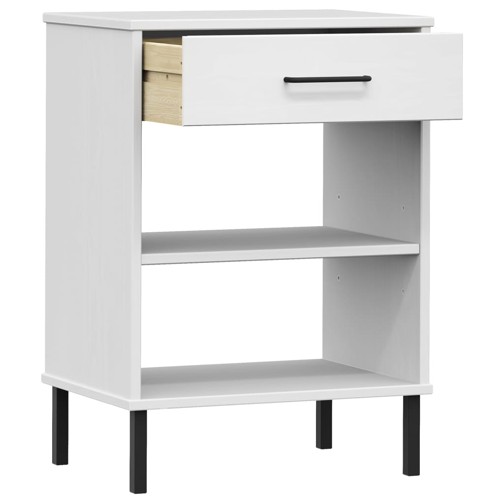 Wandkast met metalen poten OSLO massief grenenhout wit is nu te koop bij PeponiXL, paradijselijk wonen!