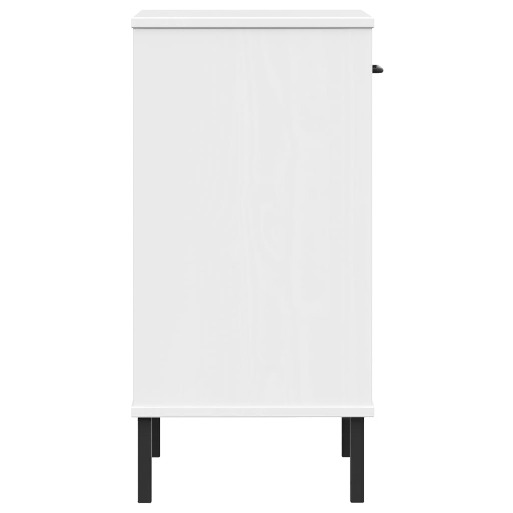 Wandkast met metalen poten OSLO massief grenenhout wit is nu te koop bij PeponiXL, paradijselijk wonen!