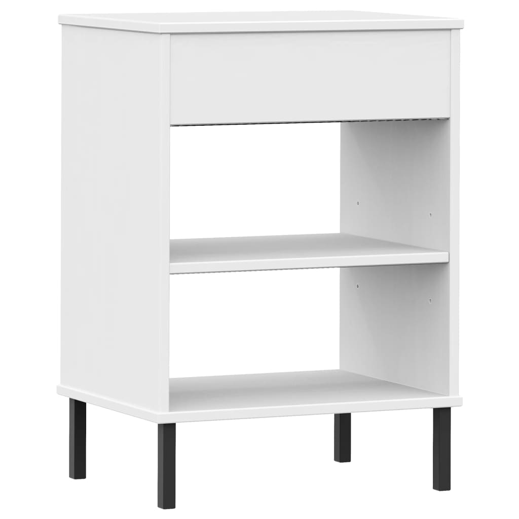 Wandkast met metalen poten OSLO massief grenenhout wit is nu te koop bij PeponiXL, paradijselijk wonen!