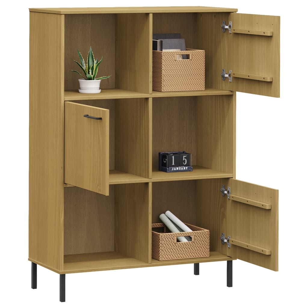 Boekenkast met metalen poten OSLO 90x35x128,5 cm hout bruin is nu te koop bij PeponiXL, paradijselijk wonen!
