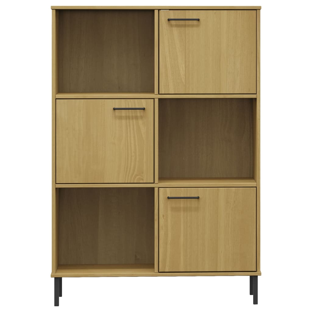 Boekenkast met metalen poten OSLO 90x35x128,5 cm hout bruin is nu te koop bij PeponiXL, paradijselijk wonen!