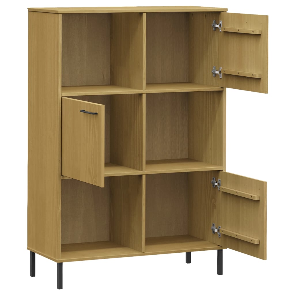 Boekenkast met metalen poten OSLO 90x35x128,5 cm hout bruin is nu te koop bij PeponiXL, paradijselijk wonen!