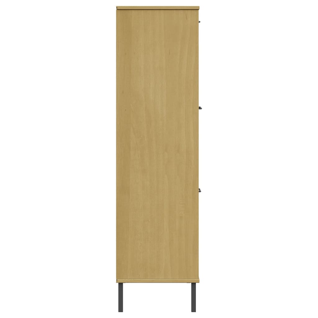 Boekenkast met metalen poten OSLO 90x35x128,5 cm hout bruin is nu te koop bij PeponiXL, paradijselijk wonen!