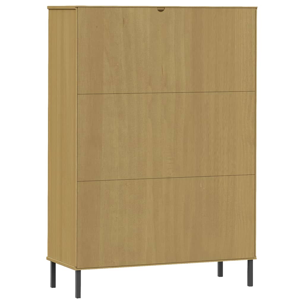 Boekenkast met metalen poten OSLO 90x35x128,5 cm hout bruin is nu te koop bij PeponiXL, paradijselijk wonen!