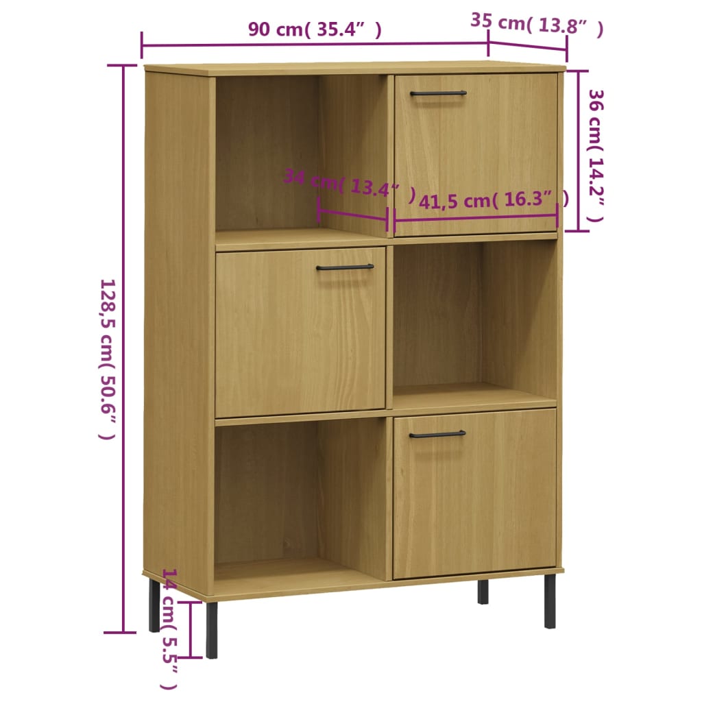 Boekenkast met metalen poten OSLO 90x35x128,5 cm hout bruin is nu te koop bij PeponiXL, paradijselijk wonen!
