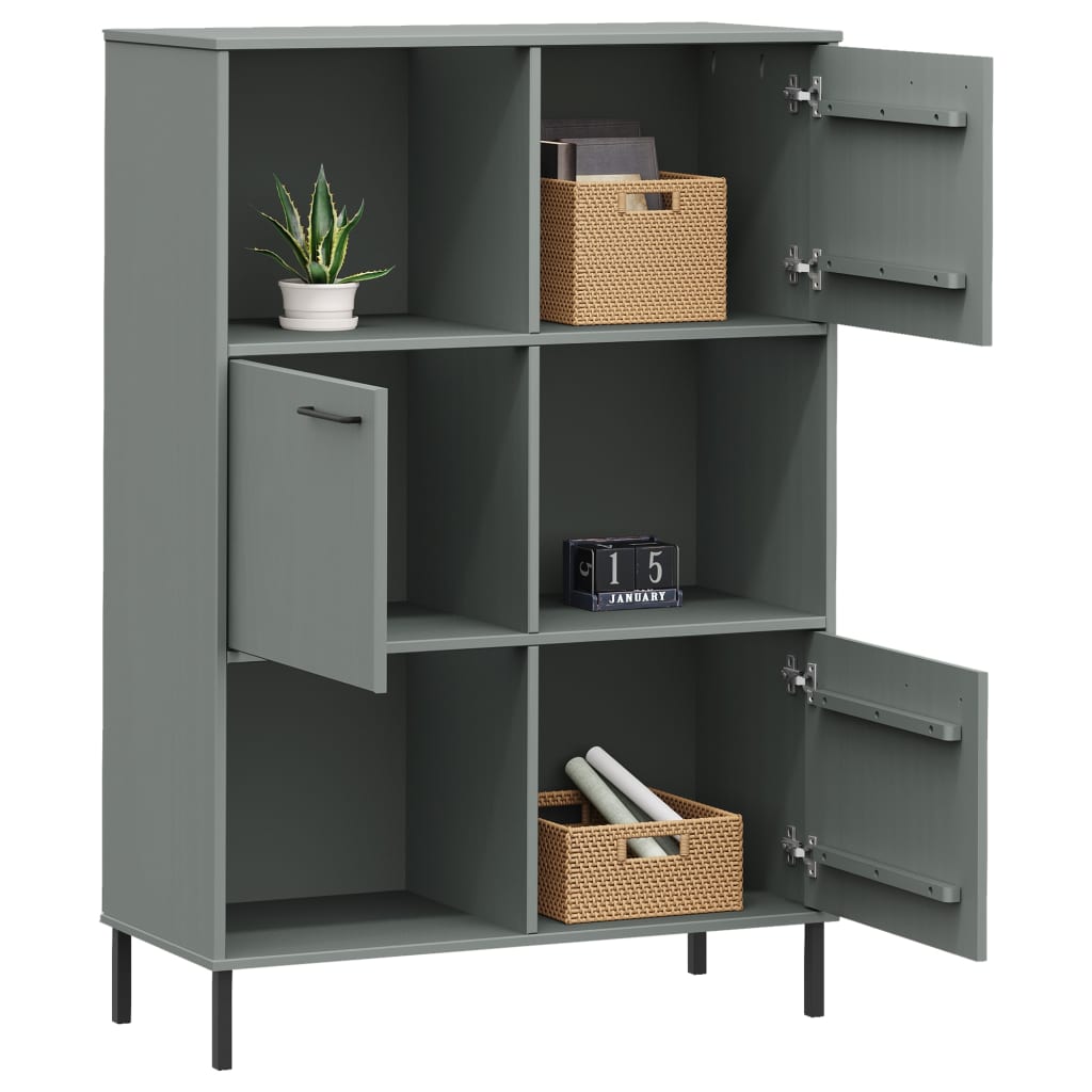 Boekenkast met metalen poten OSLO 90x35x128,5 cm hout grijs is nu te koop bij PeponiXL, paradijselijk wonen!