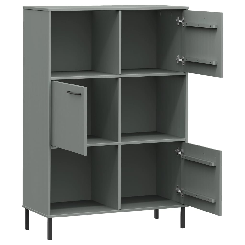 Boekenkast met metalen poten OSLO 90x35x128,5 cm hout grijs is nu te koop bij PeponiXL, paradijselijk wonen!