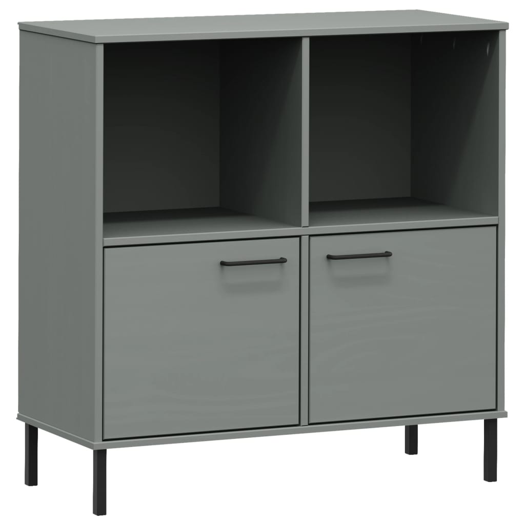 Boekenkast met metalen poten OSLO 90x35x90,5 cm hout grijs is nu te koop bij PeponiXL, paradijselijk wonen!
