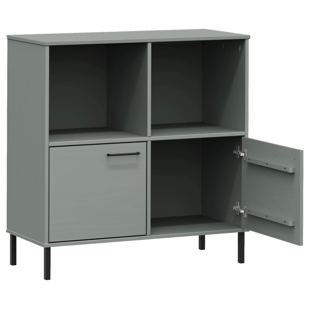 Boekenkast met metalen poten OSLO 90x35x90,5 cm hout grijs is nu te koop bij PeponiXL, paradijselijk wonen!