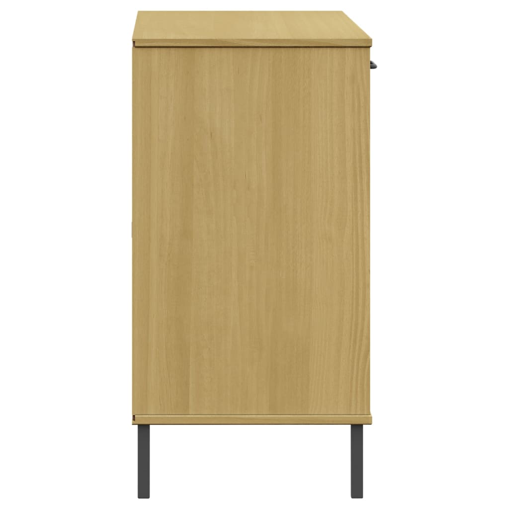 Dressoir met metalen poten OSLO 113x40x77 cm grenenhout bruin is nu te koop bij PeponiXL, paradijselijk wonen!