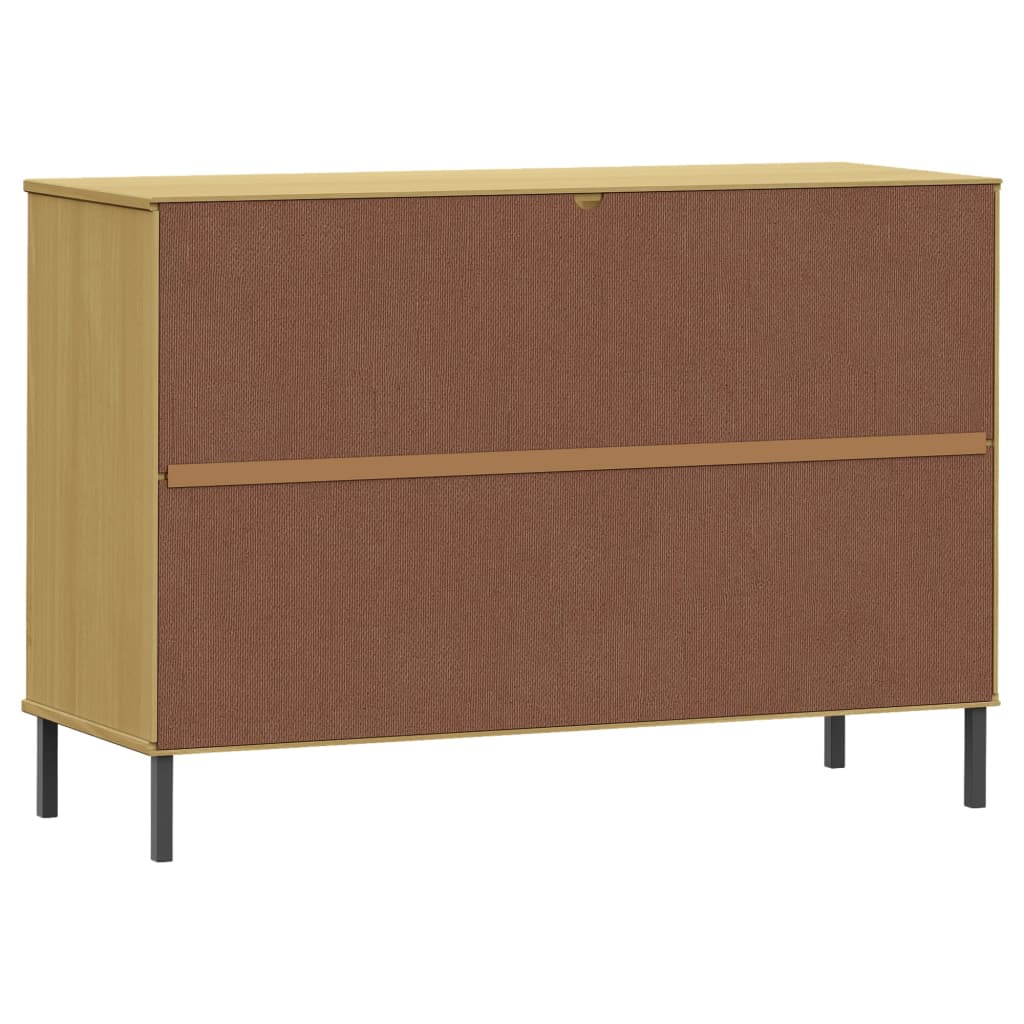 Dressoir met metalen poten OSLO 113x40x77 cm grenenhout bruin is nu te koop bij PeponiXL, paradijselijk wonen!