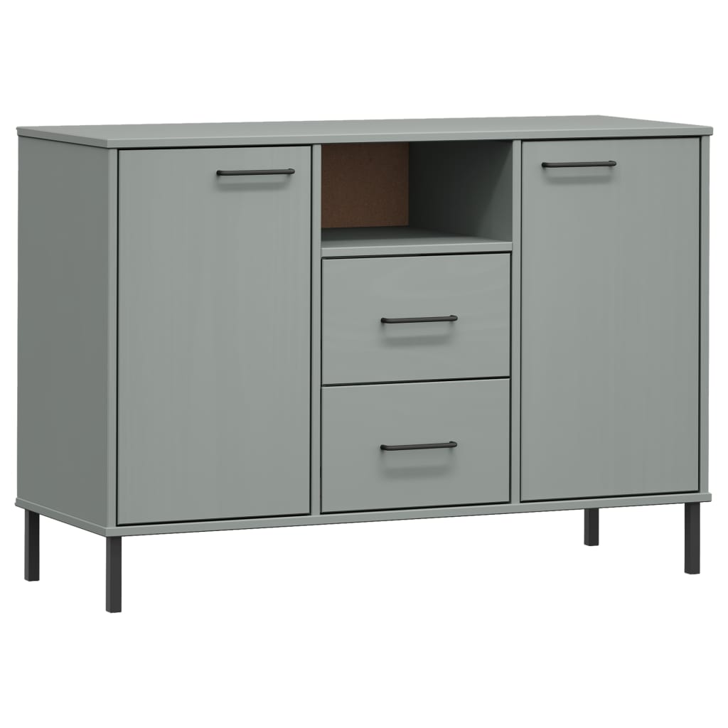 Dressoir met metalen poten OSLO 113x40x77 cm grenenhout grijs is nu te koop bij PeponiXL, paradijselijk wonen!