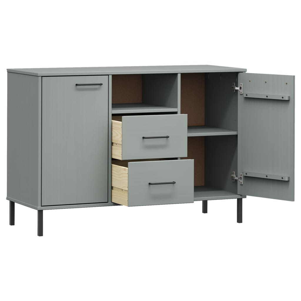 Dressoir met metalen poten OSLO 113x40x77 cm grenenhout grijs is nu te koop bij PeponiXL, paradijselijk wonen!