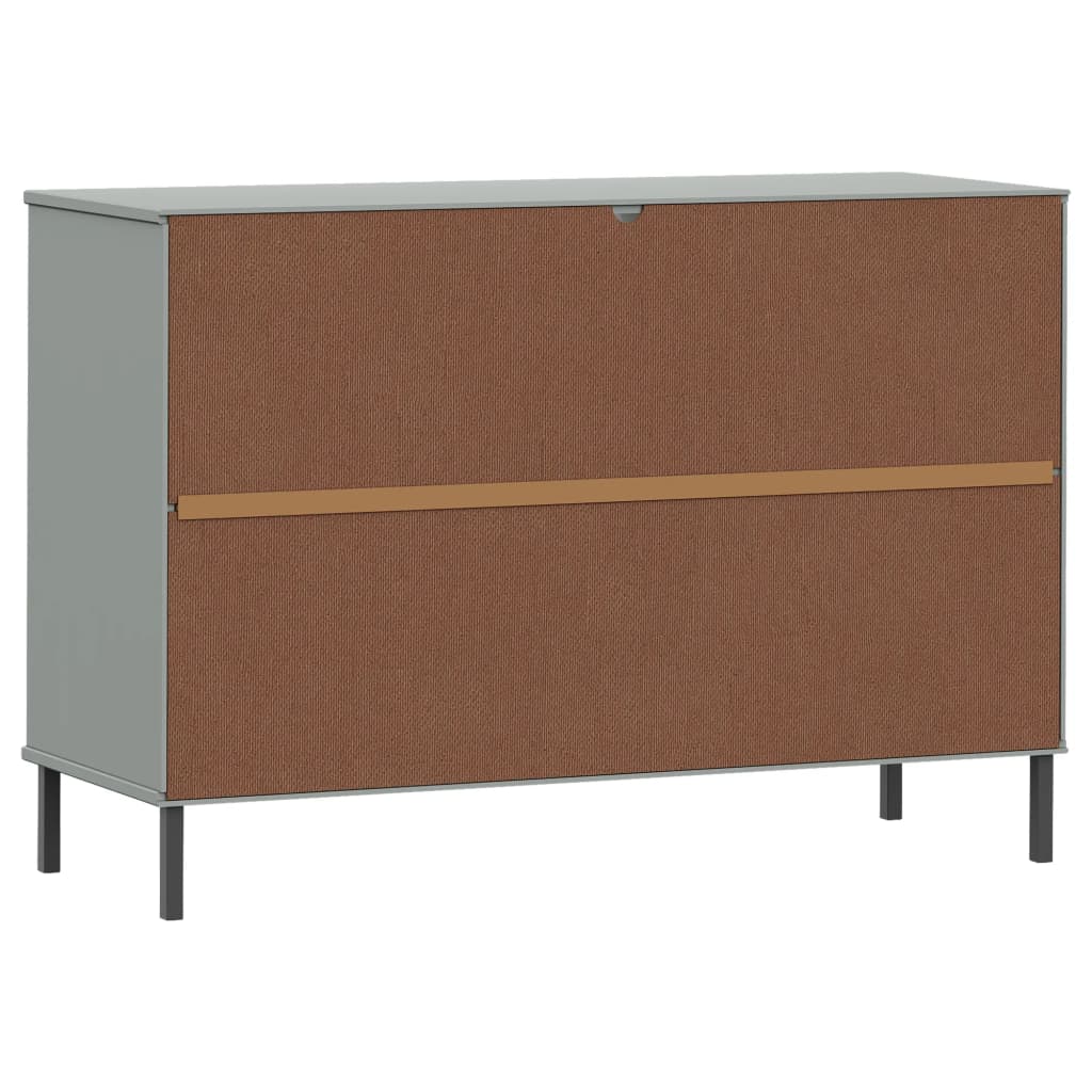 Dressoir met metalen poten OSLO 113x40x77 cm grenenhout grijs is nu te koop bij PeponiXL, paradijselijk wonen!