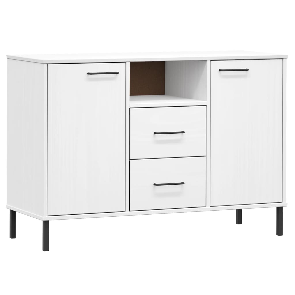 Dressoir met metalen poten OSLO 113x40x77 cm grenenhout wit is nu te koop bij PeponiXL, paradijselijk wonen!