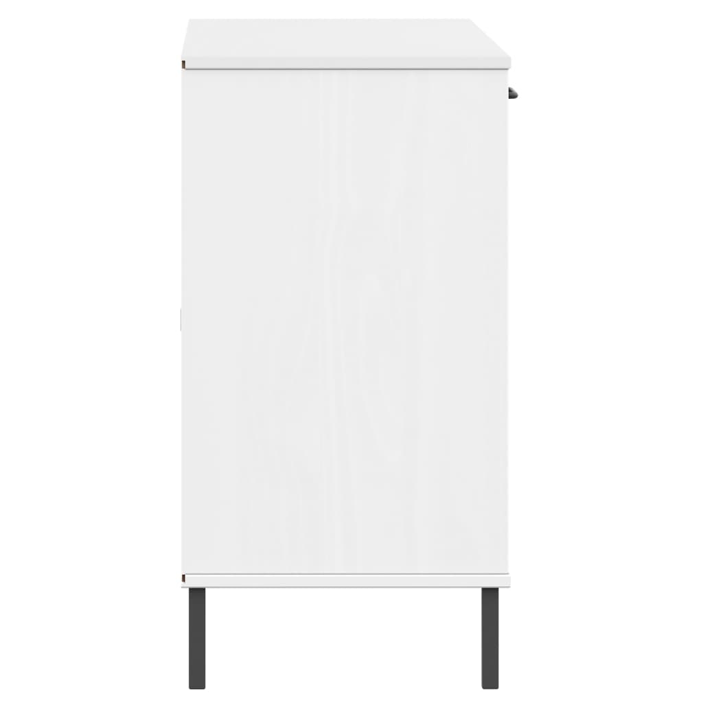 Dressoir met metalen poten OSLO 113x40x77 cm grenenhout wit is nu te koop bij PeponiXL, paradijselijk wonen!