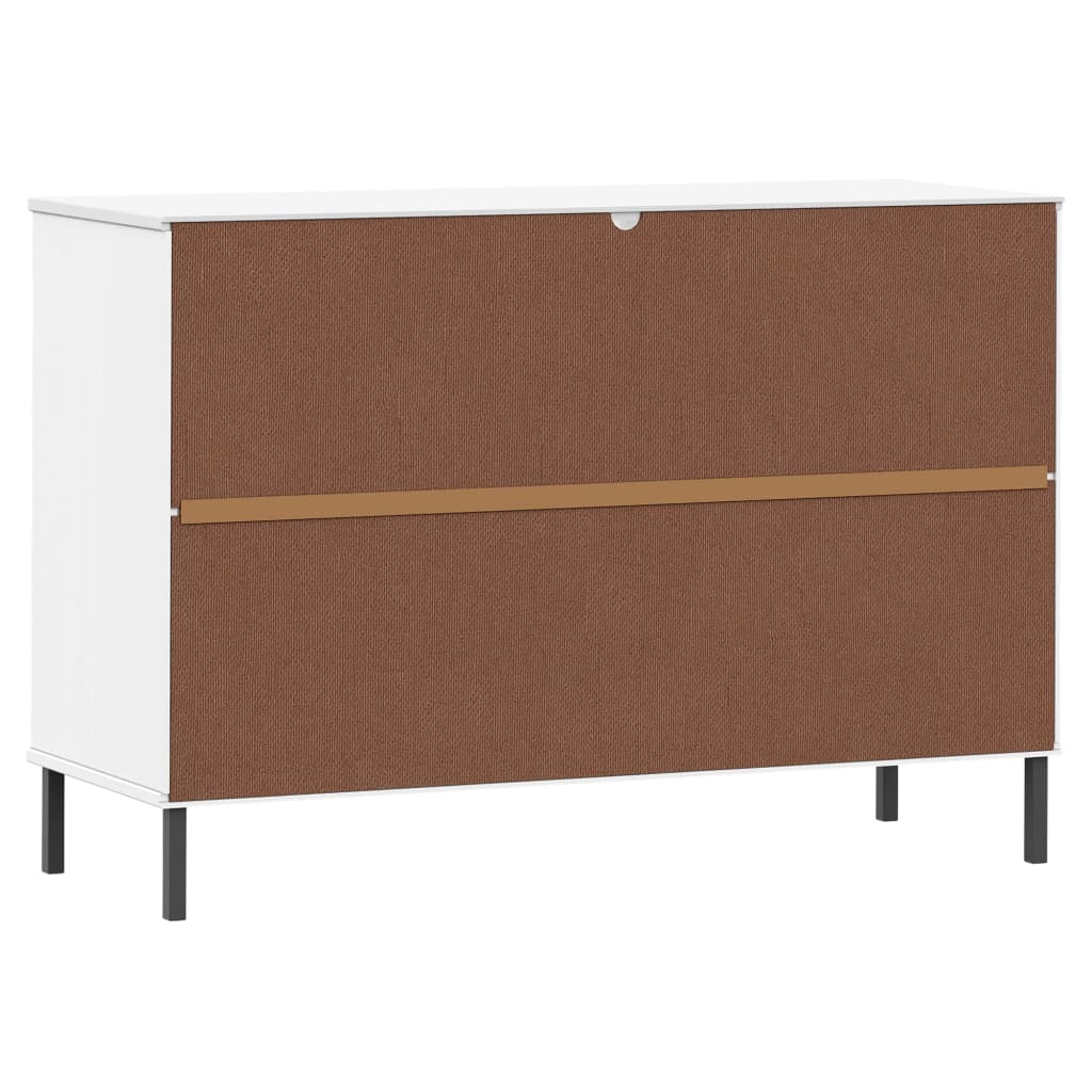 Dressoir met metalen poten OSLO 113x40x77 cm grenenhout wit is nu te koop bij PeponiXL, paradijselijk wonen!