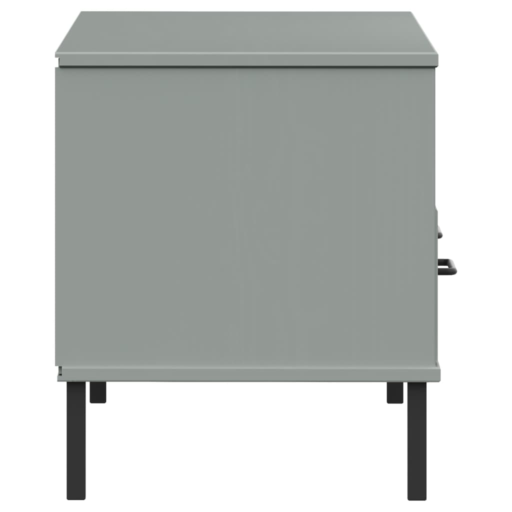 Tv-meubel met metalen poten OSLO massief grenenhout grijs is nu te koop bij PeponiXL, paradijselijk wonen!