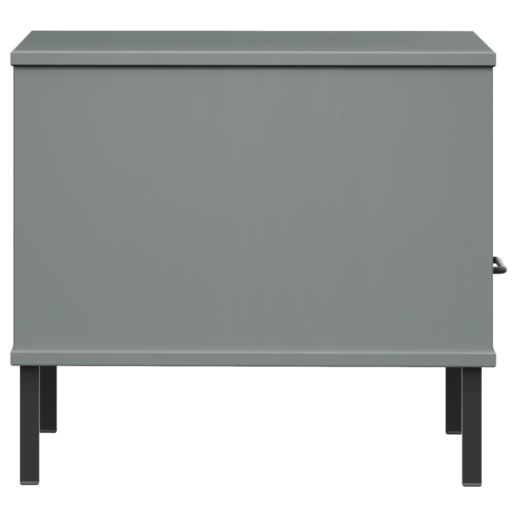 Nachtkastje met metalen poten OSLO massief grenenhout grijs is nu te koop bij PeponiXL, paradijselijk wonen!