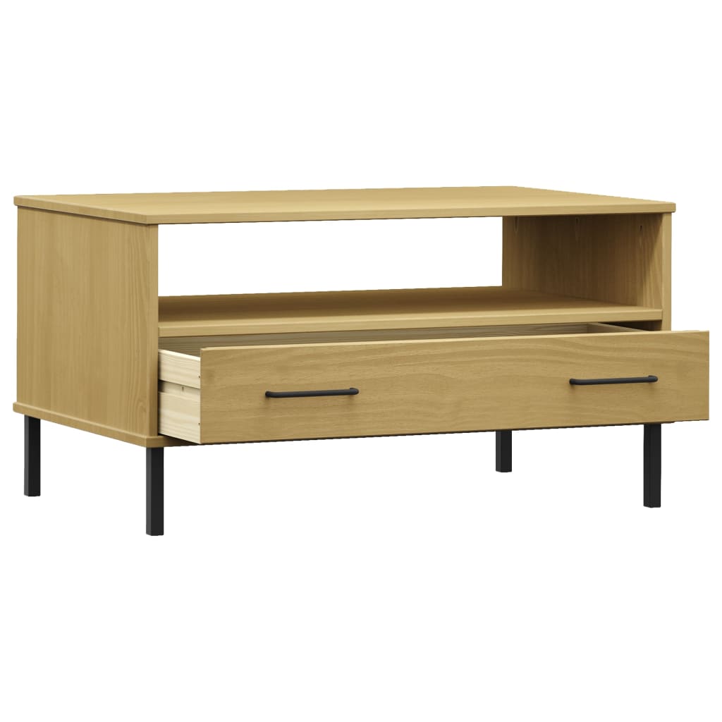 Salontafel met metalen poten OSLO 85x50x45 cm hout bruin is nu te koop bij PeponiXL, paradijselijk wonen!