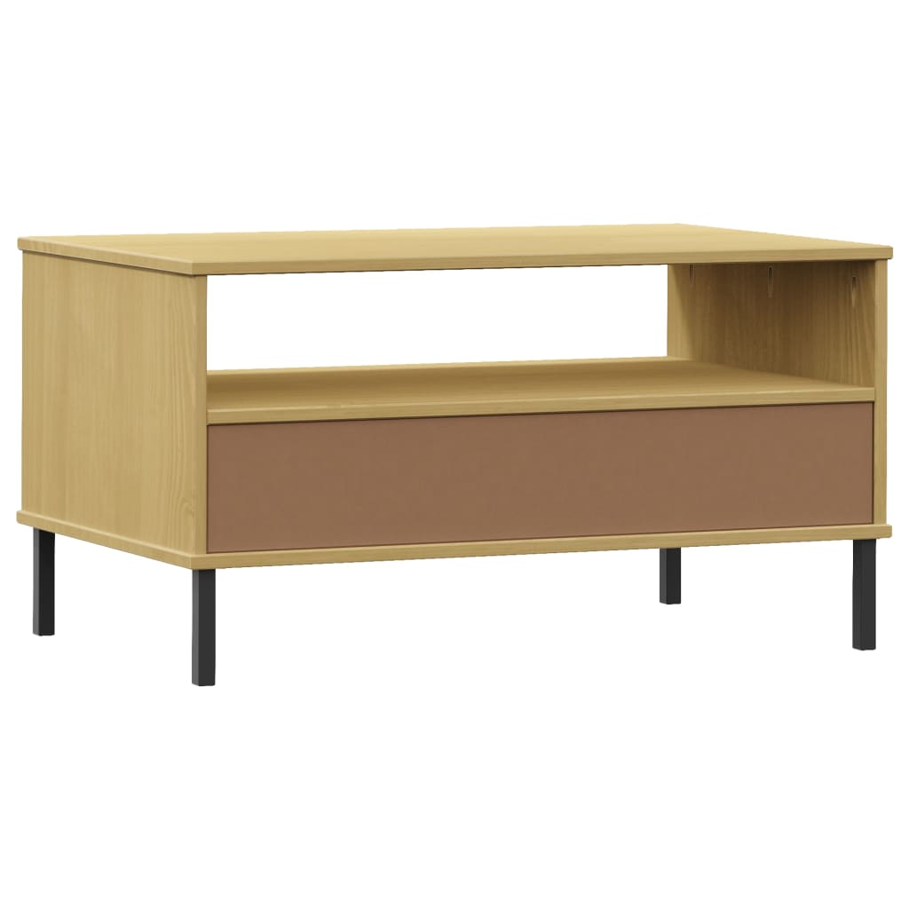 Salontafel met metalen poten OSLO 85x50x45 cm hout bruin is nu te koop bij PeponiXL, paradijselijk wonen!