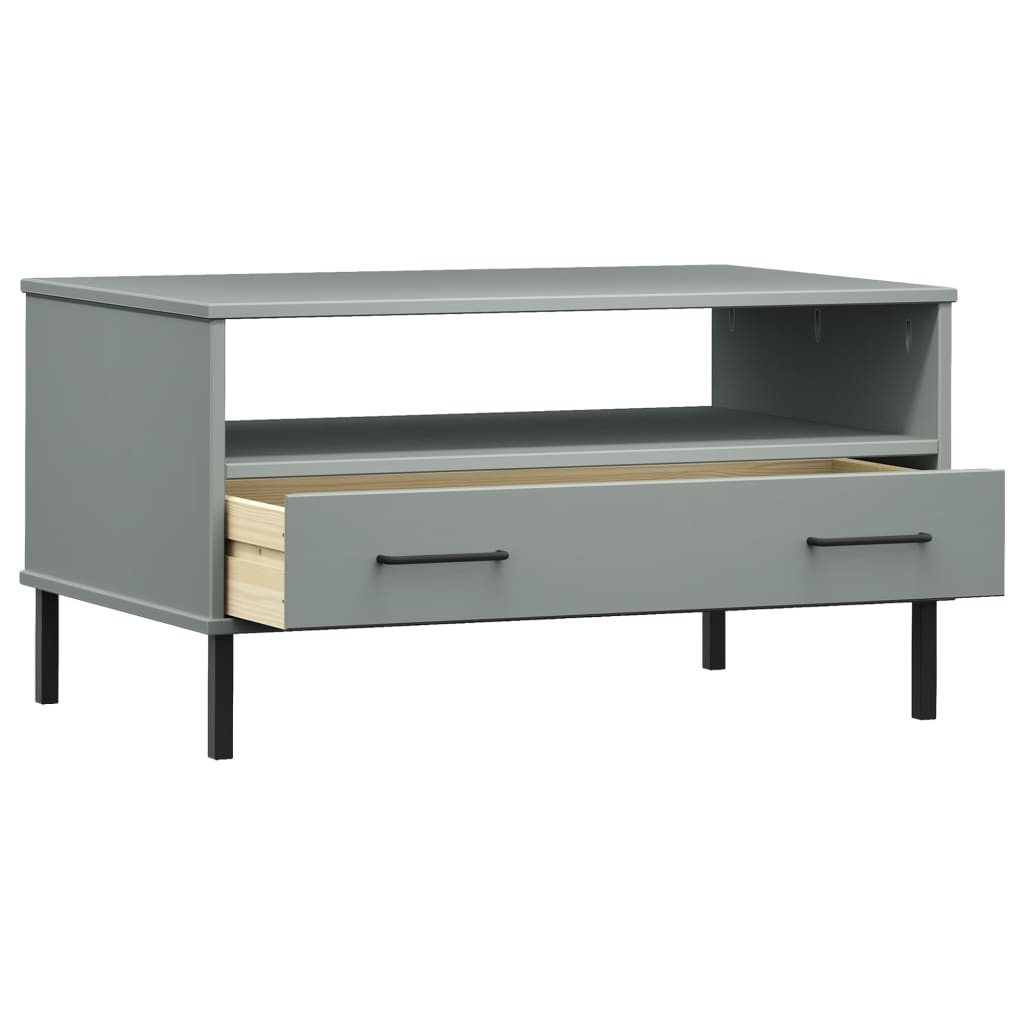 Salontafel met metalen poten OSLO 85x50x45 cm hout grijs is nu te koop bij PeponiXL, paradijselijk wonen!