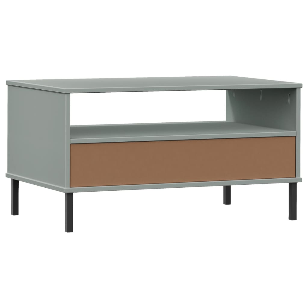 Salontafel met metalen poten OSLO 85x50x45 cm hout grijs is nu te koop bij PeponiXL, paradijselijk wonen!